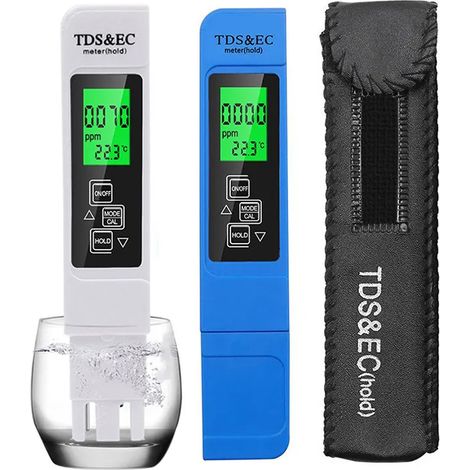 2 ensembles 3 en 1 tds ec testeur de température stylo multifonctionnel numérique testeur de qualité de l'eau pour la pureté de l'eau temp ppm testeur (1/5)
