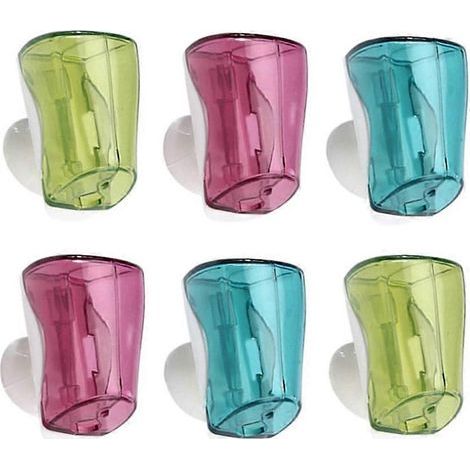 Set mit 6 wandmontierten Zahnbürstenhaltern mit Saugnäpfen für das Badezimmer – 4,50 x 3,70 x 2,50 cm (1/4)
