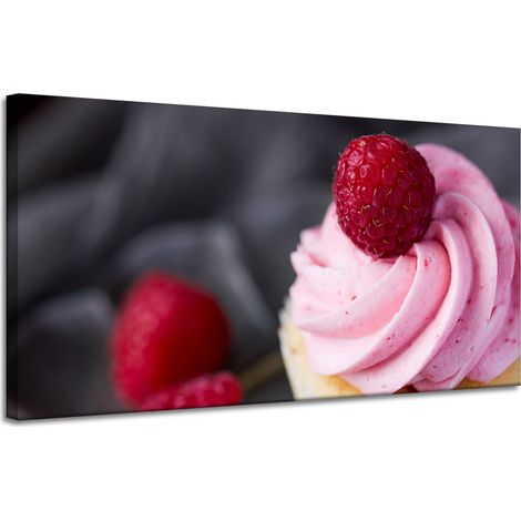 Leinwanddruck „Küche Himbeer-Cupcake“ 120x60