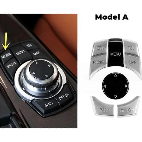 Cache des boutons de menu et de la molette multimédia de la console centrale pour BMW Série 1, 2, 3, 4, 5, 6, 7, X3, X4, F20, F22, F30, F34, F36, F10, F02, F06, F25, F15, F16 - Argent A (1/5)