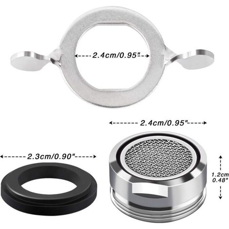 Mousseur Robinet M24, 6 Pièces Aerateur Robinet Economie Eau Avec Filtre en Acier Inoxydable et ABS, comprendre 8 joints et 1 clé à Mousseur chromée pour Robinet Lavabo de Salle de Bain et Cuisine (1/3)