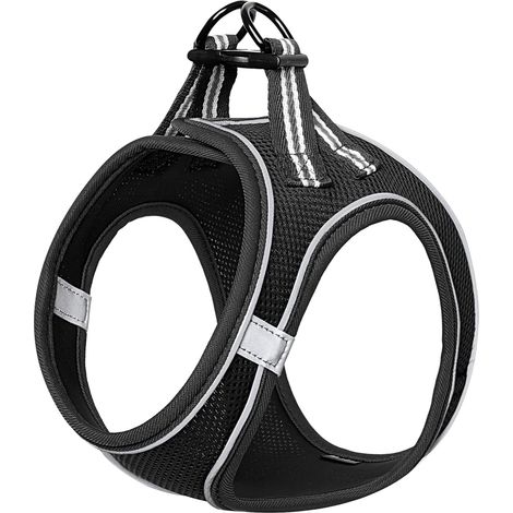 Harnais Chien Harnais pour Petit Chien Step-in Air Mesh Réfléchissante Réglable Harnais pour Chiot, Noir, M (1/5)