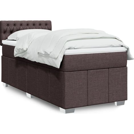 Boxspringbett mit Matratze Dunkelbraun 100x200 cm Stoff (1/5)