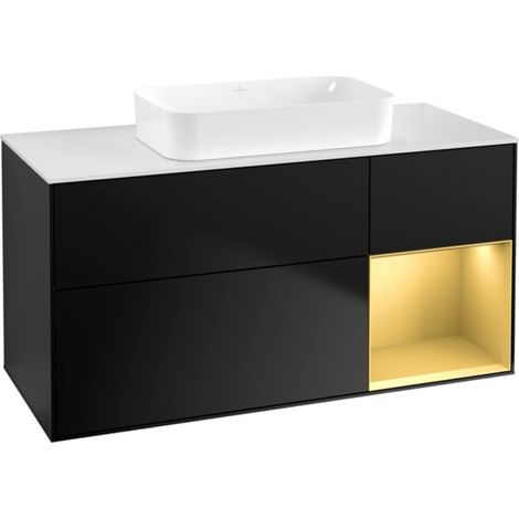 V&B Waschtischunterschrank Wandbeleuchtung Finion 120x60 cm, Reg re gol m, bla m lacquer (1/2)