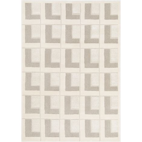 Alfombra interior con motivos geométricos crema