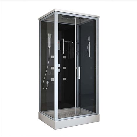 Home Deluxe - Cabina de ducha con iluminación LED WAVE L - 100 x 80 cm (1/4)