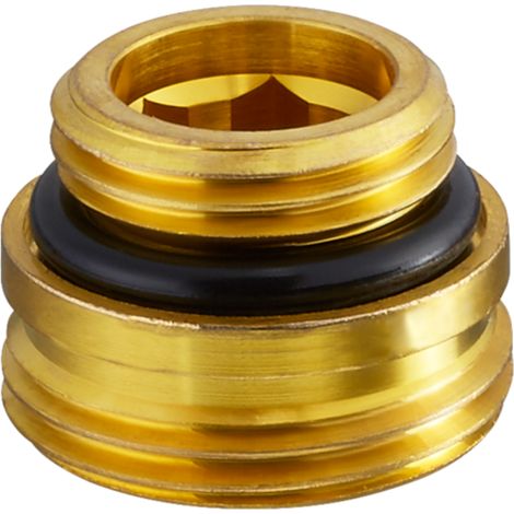 OVENTROP Manguito roscado para Multiflex F, FQ, Multiblock T, TU, TFU, TQ, T-RTL, TQ-RTL, G 1/2 AG, auto sellante x G 3/4 AG, junta plana, latón, bruto, Juego = 10 piezas, 1028252
