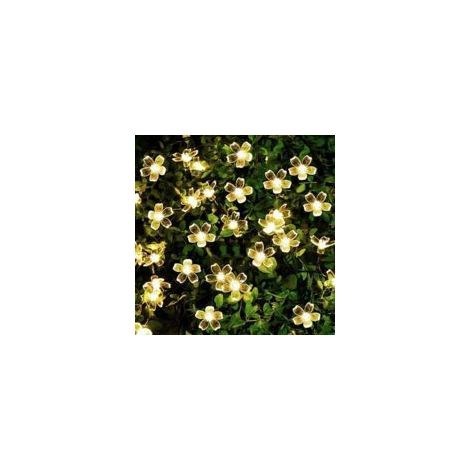 6,5 m lange Solar-Lichterkette mit 30 LED-Blumen – Warmweißes Licht – 8 Beleuchtungsmodi – Für Gartendekoration, Hochzeiten und Weihnachten (1/5)