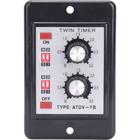 Interrupteur à bouton-poussoir, relais marche/arrêt, double minuterie ATDV YB AC110V 220V 50/60Hz (1/5)