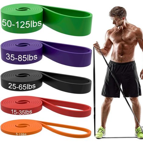 Widerstandsband, hochwertiges Zugunterstützungsband – Trainingsband, langes Widerstandsband-Set, geeignet für Übungen, Fitness, Training und Physiotherapie (1/5)