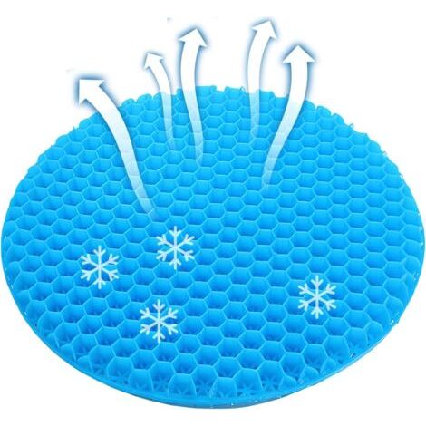 BUNTHAUS Coussin de siège en gel, rond, double épaisseur, nid d'abeille, doux et respirant, pour chaise de bureau, voiture (30 x 30 x 3 cm) (1/4)