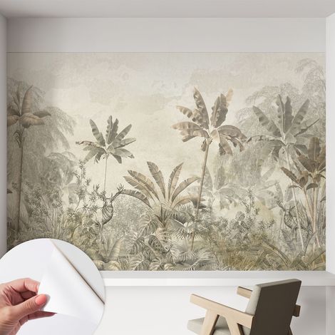 Papier peint autocollant adhésif installation rapide du papier peint durable et résistante Jungle tropicale 152x104 cm (1/5)