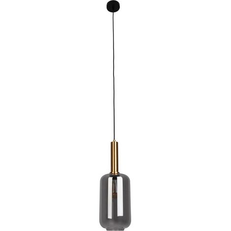 Suspension en Métal et Verre Noir, Luminaire E27 pour Salon et Salle à Manger, 150 x 22 cm - PANGIVO (1/4)
