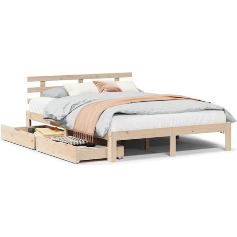 Maison Exclusive - Massivholzbett mit Schubladen 120x200 cm Kiefe