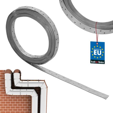KOTARBAU®  Feuillard Perforé - Bande Perforée 25 x 1,5mm - en Acier Galvanisé - L: 25 m - Sangle de Fixation en Acier Galvanisé - Ruban Métallique Perforé - Bande de Montage Perforée (1/4)