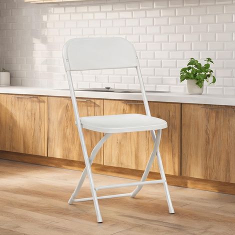 Chaises pliantes en plastique blanc lot de 6 cadre en acier (1/5)