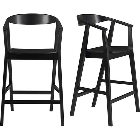 Sgabelli da bar scandinavi in legno nero (set di 2) BAHIA