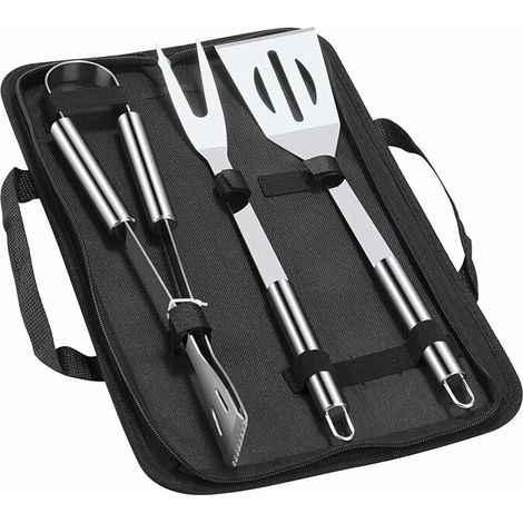 Outils de Barbecue, 3 pièces Accessoires de Barbecue Kit de Gril Ustensiles de Barbecue Outils de Barbecue Ensemble de Fourchette à Viande Pince à Barbecue Barbecue Spatule (1/5)
