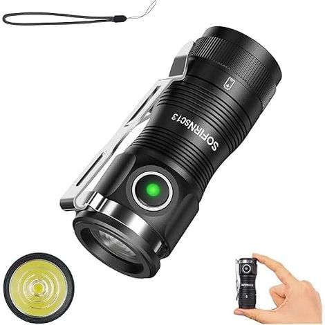 Lampe Torche LED Rechargeable, 1300 Lumens, Mini Lampe Torche Puissante avec 5 Modes, USB-C, Étanche IPX8, Clip et Aimant, Petite Lampe Torche pour Maison, Promenade et Urgence (1/5)