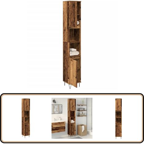 vidaXL Armoire de salle de bain vieux bois 30x30x190cm bois ingénierie