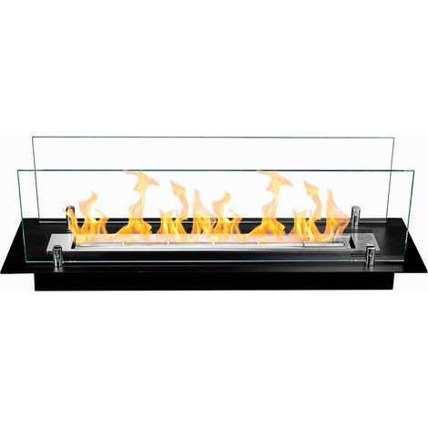 Brûleur de cheminée à bioéthanol en acier avec verre de 65 cm (1/5)