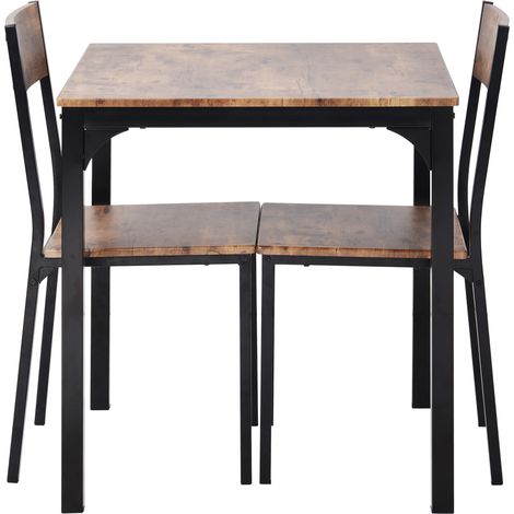 Juego de comedor con 2 sillas, mesa cuadrada 70x70x75 cm, marrón vintage (1/5)