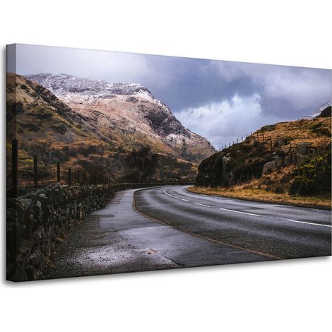Leinwanddruck Naturstraße durch die Berge 100x60 cm