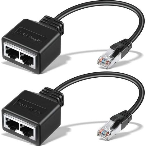 Câble Ethernet RJ45 2 Pcs Adaptateur Réseau Répartiteur Ethernet Adaptateur Extension Ethernet Double Répartiteur de Réseau Convient Cat5 Cat5e Cat6 Cat7 LAN Adaptateur Connecteur de Prise Devenirrich (1/5)