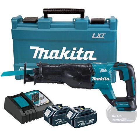 Makita – Scie sabre 18V avec 2 batteries 5Ah – DJR187RTE – Moteur sans charbon pour coupe bois et métal – Technologie XPT