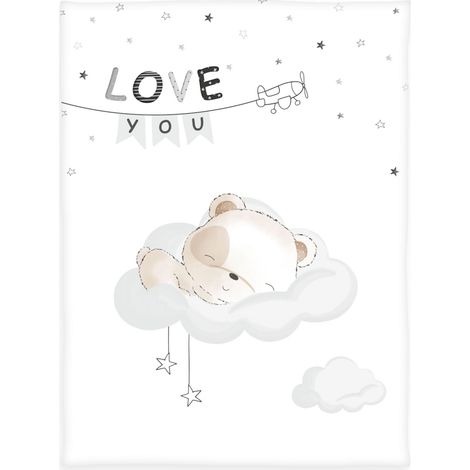 Herding babybest Coperta in microfibra, Sleeping little bear, 75 x 100 cm, 100% poliestere, bianco (1/5)