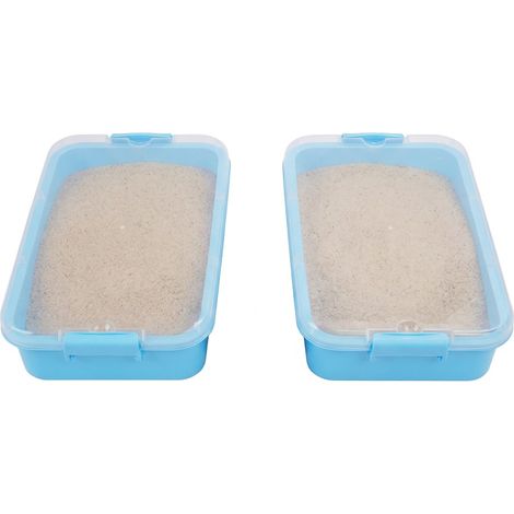 Relaxdays Sandkasten mit Deckel, 2er Set, Kunststoff, HBT: 8 x 38 x 25 cm, kleine Sandkiste für Kinder, indoor, hellblau