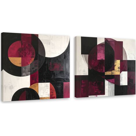Tableaux sur toile lot  Abstraction bordeaux 2 x 20x20
