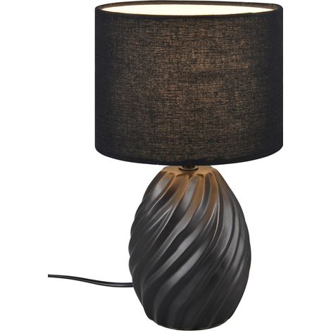 Lampe à poser MELVA céramique noire, abat-jour, E14 40W (1/5)