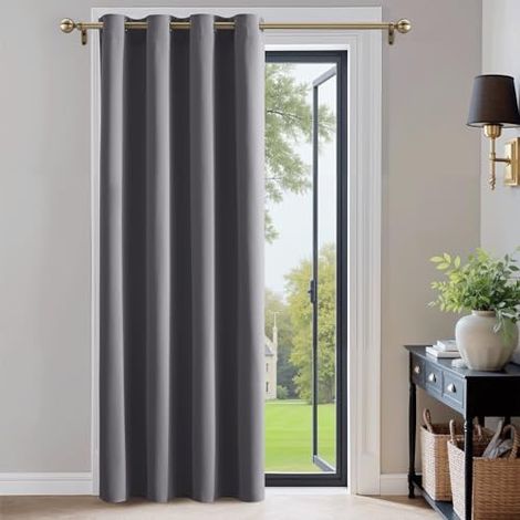 Verdunkelungsvorhang Grau Thermovorhang Kälteschutz 1 Stück H 210 x B 132 cm Türvorhang Blickdicht Ösenschal Tür Gardinen Wohnzimmer Blackout Curtain