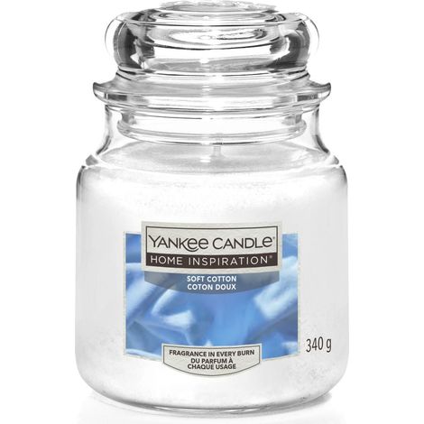 Yankee Candle Duftkerze Mittleres Glas Soft Cotton 340 g, weiß Kerze Duft Kerze
