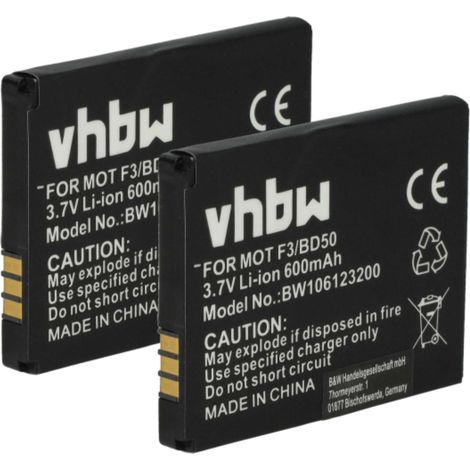 vhbw 2x Akku kompatibel mit AVM FritzFon C4, MT-F, EM325, EM25, M325, M2, MT-F 2000, C5 schnurlos Festnetz Telefon (600 mAh, 3,7 V, Li-Ion) (1/5)