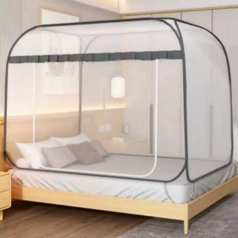 Moustiquaire de lit pop‑up pliable 180 x 200 cm, hauteur 150 cm, double porte à fermeture éclair, pour lit double, installation rapide sans outil