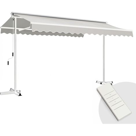 Store mobile électrique double pente 3 x 4m aluminium taupe (1/6)