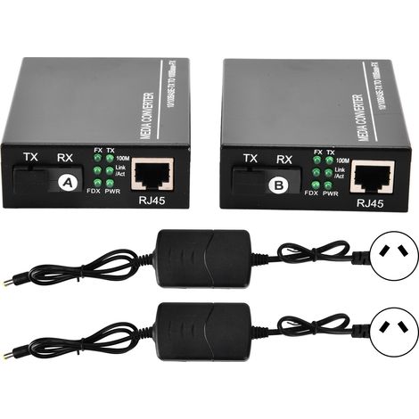 Convertisseur de média fibre optique Ethernet SC/FC 10/100Mbps avec adaptateur secteur 100-240V prise AU (1/5)