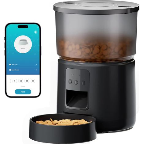 Distributeur Croquettes Chat Automatique - 5G/2,4G WiFi noir