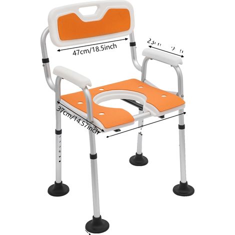 Chaise de Douche, Hauteur Réglable, Design Durable et Robuste, Orange (1/2)