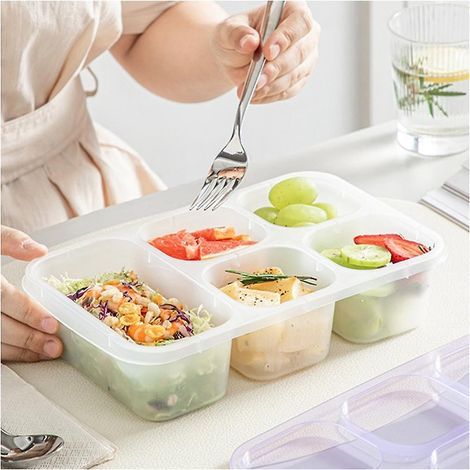Boîte à lunch pour adultes, lot de 4, cinq compartiments, emballage individuel scellé, boîte à lunch élégante pour éviter le transfert d'odeurs (1/5)