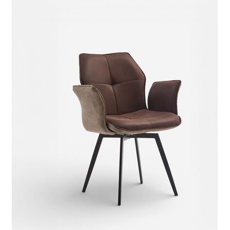 Set 2 poltrone girevoli design con braccioli Kora - Marrone