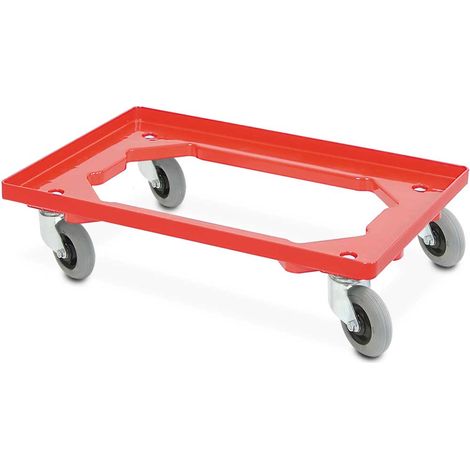 BRB Flüster-Roller für Behälter 600x400 mm, rot, offenes Deck, 250 kg Tragkraft
