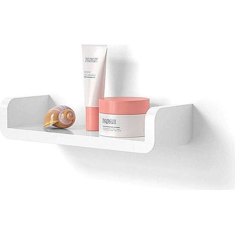 Étagère Murale Flottante, Non perforée, utilisée pour l'affichage Mural Salle Bain, décoration Maison/ Cuisine/ Rangement (Blanc) (1/4)