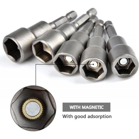 Douille Hexagonale Magnétique 10Pcs Douille Visseuse à Choc 6-15mm, Clés à Douille Magnétique Hexagonale Douille (1/5)