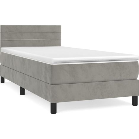 Maison Exclusive - Cama box spring con colchón terciopelo gris cl (1/5)