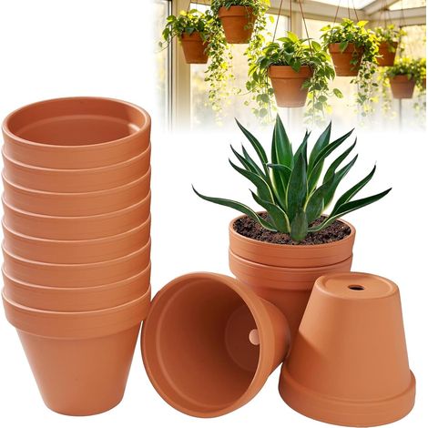 Ensemble de 12 Petits Pots en Terre Cuite (7 x 6 cm) avec Trou de Drainage, réutilisables, pour Plantes Grasses, Cactus et Loisirs créatifs (1/5)