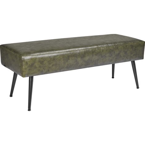 VEVOR Panca da Camera da Letto in Pelle, Panca in Similpelle con Gambe in Metallo e Cuciture per Ingresso, Seduta Imbottita per Scarpe, Panche Moderne per Soggiorno, Sala da Pranzo, Verde