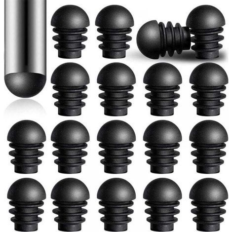 (24 Pièces) Bouchons d'Extrémité Ronds avec Inserts de Tube en Plastique de Diamètre Extérieur de 15.8 mm Tube d'Embouts de Pied de Chaise Protecteurs de Bouchons en Plastique (1/4)